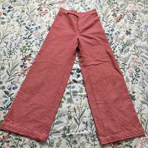 Vintage 60s - 70s Retro High Rise Flared Red and White Gingham Pants